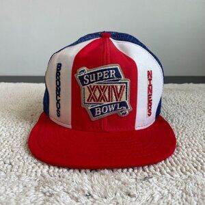 Vintage Super Bowl XXIV Snapback Hat OSFA San Francisco 49ers Lucky Stripes